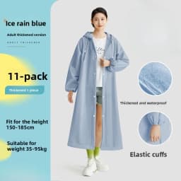 Reusable EVA Adult Raincoat - Thickened, Extended Length, Portable One-Piece for Outdoor Hiking and Travel