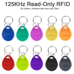 10Pcs 125KHz T5577 Keyfobs Rewritable Duplicate Tag 5200 Proximity Copy Access Control Card ID Token Ring RFID Cloner Keychain