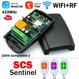 New SCS SENTINEL Tuya Smart Switch Module 2CH WIFI Garage Remote Control Receiver AC/DC 7-32V 85-250V 433.92MHz Radio Controller