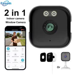 Uzoom 3MP 2in1 Window Camera Indoor Mini Camera 2.4/5GHz Wi-Fi Dual Band Full-Color Night Vision Through Window Mini Camera