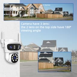 Triple 3 Lens Tuya SmartLife 2.4G WiFi 3MP WiFi Motion Tracking Night Vision Outdoor PTZ CCTV Siren Light Alarm Camera ONVIF