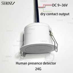 24G Microwave Human Presence Sensor, Dry Contact Signal Output Movement Detector with BT App Adjustment for Smart Control