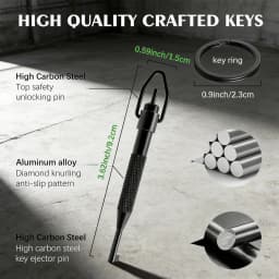 Rotating Release Tool Set, High Carbon Steel & Aluminum Alloy with Key Ring | Fits Standard Restraint Devices