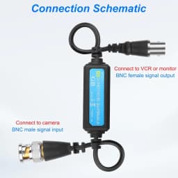 HD-TVI/HD-CVI/AHD/Analog CVBS Passive Coaxial Video Ground Loop Isolator Built-in Video Balun 2PCS for CCTV Cameras