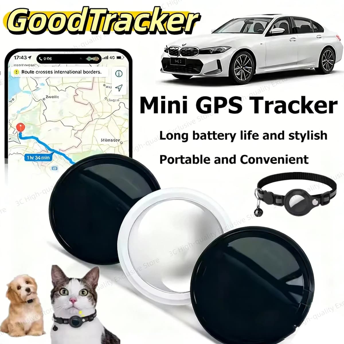 Mini Smart GPS Tracker System Findmy App Air Tag Smart Bluetooth Locator Bag Child Finder Anti-loss Pet Collar With Tracker 2026