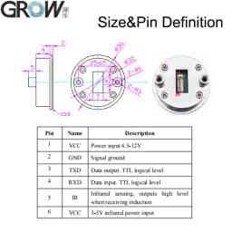 GROW FP002 UART Interface Double Lens Facial Recognition Module With Palm Vein Function IR Induction DC 4.5-12V Low Consumption