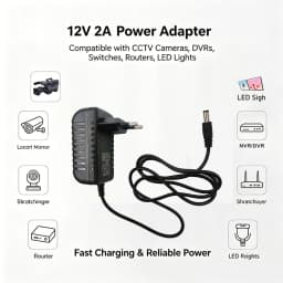 2pcs Power Adapter EU Plug AC 100-240V Input DC 12V 2A Output Supply Charger Universal Adapter for CCTV Camera DVR Router LED