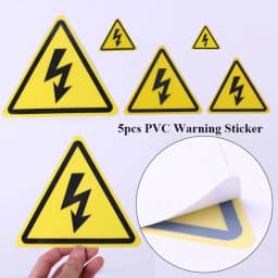 5pcs Yellow Warning Sticker 3.6/5/8/10/15cm Accessories Electrical Shock Hazard Safety Waterproof Tags Danger Forelectric Box