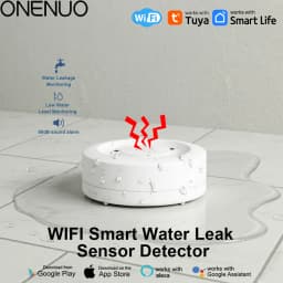 ONENUO WiFi IP55 Waterproof Water Leak Detector Tuya Water Flood Alarm Sensor with 80dB Sound Smart Life APP Remote Control