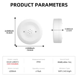 ONENUO WiFi IP55 Waterproof Water Leak Detector Tuya Water Flood Alarm Sensor with 80dB Sound Smart Life APP Remote Control