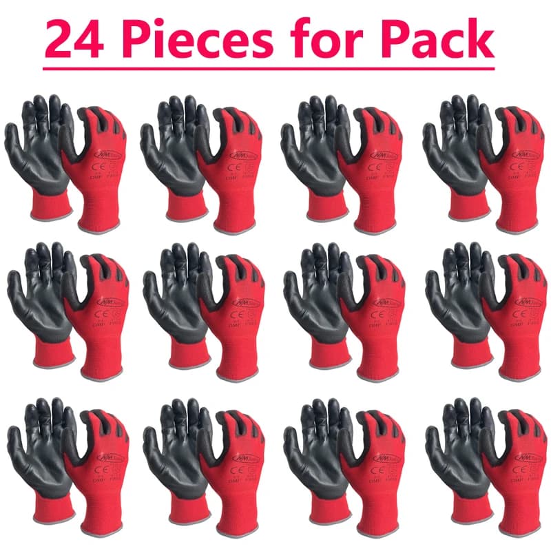 24Pieces(12 Pairs) Gardening Work Gloves, Breathable Protective Gloves with a superior Grip Coating, Abrasion-Resistant and Dura
