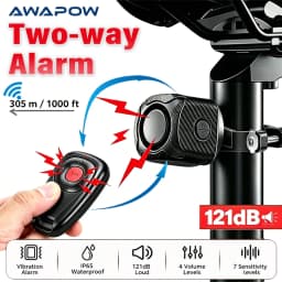 Awapow One/Two Way Vibration Alarm Wireless for Motorcycle Bicycle Bike Car Carbon Fiber Alarm Recharge 121dB Anti-theft Sensor