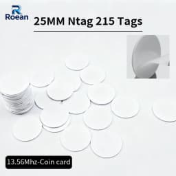 10/50pcs NTAG215 NFC Coin Tag Sticker 13.56MHz Round Rewritable NFC Tags 25mm Ultralight Universal Self-adhesive Label for NFC S