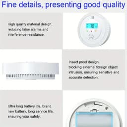 PGST Battery Powered CO Alarm with LCD Display Carbon Monoxide Detector CE Certified for Home Kitchen Bedroom