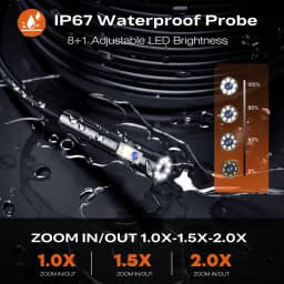 Borescope Dual Lens Endoscope with Light 4.3" IPS 1920P HD Inspection Camera 7.9mm IP67 16.4FT Semi-Rigid Snake Cable for Sewer