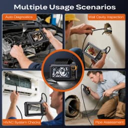 Borescope Dual Lens Endoscope with Light 4.3" IPS 1920P HD Inspection Camera 7.9mm IP67 16.4FT Semi-Rigid Snake Cable for Sewer