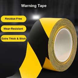 YITAPE Black Yellow Hazard Warning Tape PVC Safety Caution Barrier Tape Waterproof for Indoor Outdoor 3cm 5cm 7cm * 18M 1 Roll