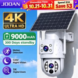 JOOAN 4K Outdoor Solar WiFi Camera Dual Lens Motion Detection Night Vision Low Power Battery IP Camera CCTV Security Protection