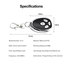Alutech AT-4 433MHZ Garage Gate Door Remote Control Keychain Barrier AN-Motors AT-4 ASG1000 AR-1-500 ASL500 ASG600