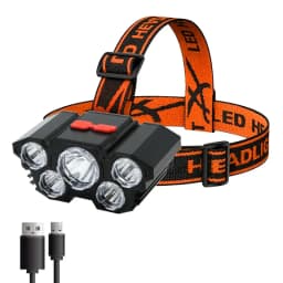 USB Rechargeable 5 LED Headlamp Super Bright Head-Mounted Strong Flashlight Built-in Battery Outdoor Camping Night Fishing Lamp