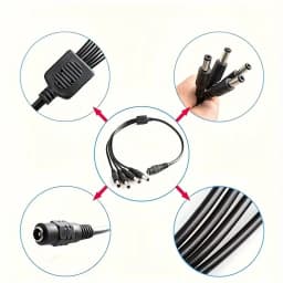 DC Power Splitter Cable 1 Female to 2/4/8 Male Y-Shaped Adapter with 12V Output 5.5mm x 2.1mm Connector for Cameras