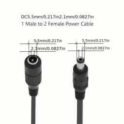 DC Power Splitter Cable 1 Female to 2/4/8 Male Y-Shaped Adapter with 12V Output 5.5mm x 2.1mm Connector for Cameras