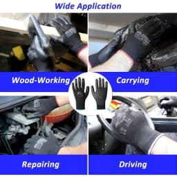 2/6/12 Pairs Nylon Knitted Gloves With PU Coated Work Safety Gloves Gardener Builder Driver Mechanic Protective Gloves Supplies