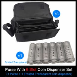 6 Slots Euro Coin Dispenser Driver Waiter's Purse Waist Wallet Zipper Pocket Coin Sorter Collector Cash Receipt Coins Safe