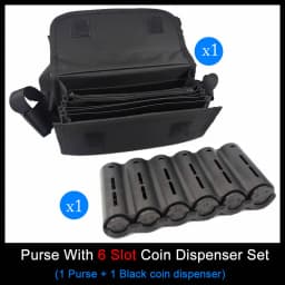 6 Slots Euro Coin Dispenser Driver Waiter's Purse Waist Wallet Zipper Pocket Coin Sorter Collector Cash Receipt Coins Safe