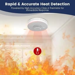Wireless Interlinked Smoke and Heat Alarm with 10-Year Sealed Li-Battery, Smoke and Heat Alarm for Home, CE/UKCA