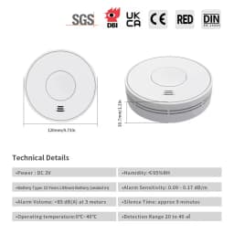 Wireless Interlinked Smoke and Heat Alarm with 10-Year Sealed Li-Battery, Smoke and Heat Alarm for Home, CE/UKCA
