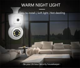 ICsee E27 6MP Bulb WiFi Camera Dual Lens Dual Screen Auto Tracking Two Way Audio Color Night Vision for Indoor Security Camera