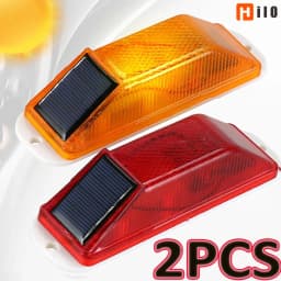 2pcs Warning LED Lamp Solar Warning Lamp Solar Strobe Lamp Chip Control Bridge Night Driving Safety Light Traffic Caution Light