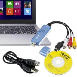 VHS VCR to Digital Converter USB 2.0 Audio Capture Card-Analog Capture Card with RCA Cables for DVD/TV, Works with Windows7/8/10