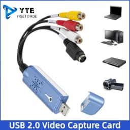 VHS VCR to Digital Converter USB 2.0 Audio Capture Card-Analog Capture Card with RCA Cables for DVD/TV, Works with Windows7/8/10