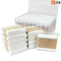 500 Round Headed Cotton Swabs Bamboo Sticks Double Round Headed Cotton Swabs Precision Pointed Cosmetic Nail Tools