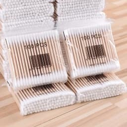 500 Round Headed Cotton Swabs Bamboo Sticks Double Round Headed Cotton Swabs Precision Pointed Cosmetic Nail Tools