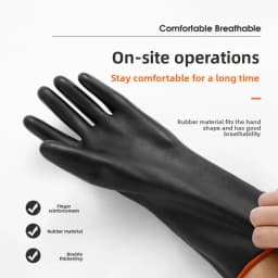 Heavy Duty Work Gloves Oil Acid Proof with Extended Forearm Cover Textured Palm Wet Dry Applications Black 3 Sizes