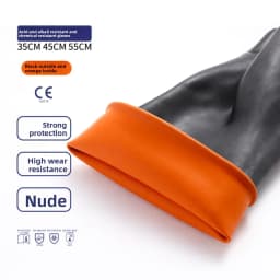 Heavy Duty Work Gloves Oil Acid Proof with Extended Forearm Cover Textured Palm Wet Dry Applications Black 3 Sizes