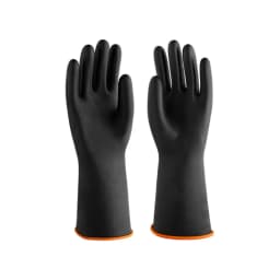 Heavy Duty Work Gloves Oil Acid Proof with Extended Forearm Cover Textured Palm Wet Dry Applications Black 3 Sizes