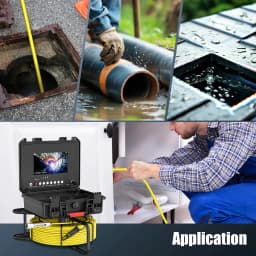 7 Inch Sewer Inspection Camera, 100ft Cable 17MM/23MM Drain Pipe Endoscope IP68 Waterproof Industrial Pipeline Camera 16GB DVR
