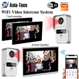 Support Tuya App 4 Wire Digital Video Intercom System 7 / 10.1 Inch Wireless WIFI Monitor 1080P Doorphone Camera Video Doorbell