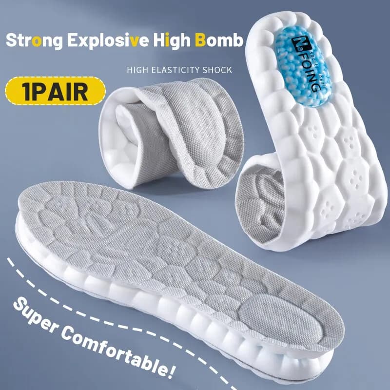 Thick Sports Insoles Both Men and Women Fully Padded with Anti Odor Sweat Absorbing Breathable High Elasticity for Long Standing