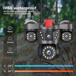 20MP 4 Lens Home Security WiFi Camera Outdoor 10K Wireless 4 Screen 16X Zoom PTZ 360° Surveillance Cameras Auto Motion Detection