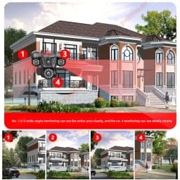 20MP 4 Lens Home Security WiFi Camera Outdoor 10K Wireless 4 Screen 16X Zoom PTZ 360° Surveillance Cameras Auto Motion Detection