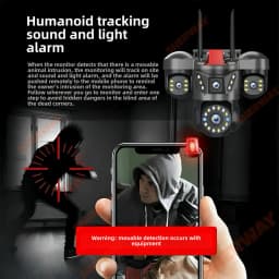 20MP 4 Lens Home Security WiFi Camera Outdoor 10K Wireless 4 Screen 16X Zoom PTZ 360° Surveillance Cameras Auto Motion Detection
