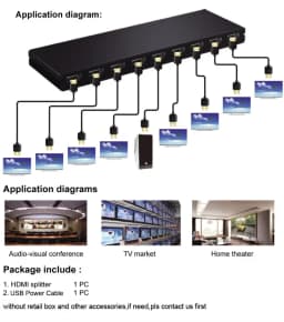 4K 1x8 HDMI Splitter Audio Video Distributor Converter for DVD Xbox PS4 Laptop PC To TV Monitor 1 in 8 Out Copy Mode Display