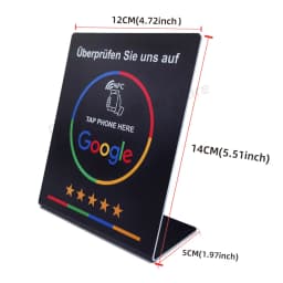 NFC Tap Card Stand German French Spanish English 4 Version Google Review NFC Stand NFC Table Display for Restaurant