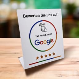 NFC Tap Card Stand German French Spanish English 4 Version Google Review NFC Stand NFC Table Display for Restaurant