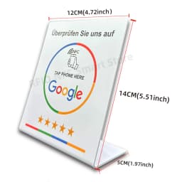 NFC Tap Card Stand German French Spanish English 4 Version Google Review NFC Stand NFC Table Display for Restaurant